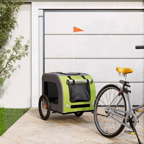 vidaXL Rimorchio da Bici per Animali Verde e Grigio Oxford e