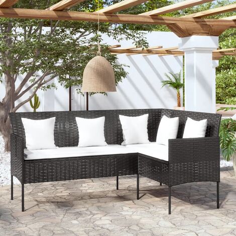 Furniture Limited - Divano a Forma di L con Cuscini in Polyrattan
