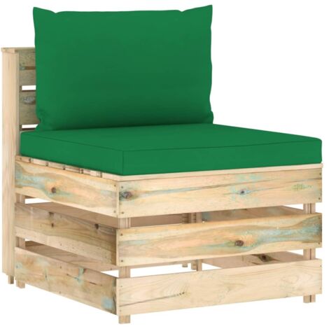 Divano Centrale Modulare con Cuscini, Sofà da Esterno in Legno Impregnato Verde vidaXL (1/5)