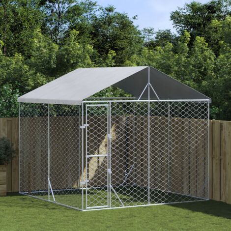vidaXL Cuccia Cani da Esterno Tetto Argento 3x3x2,5 m Acciaio Zincato