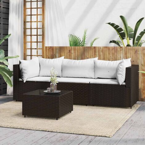 vidaXL Set Mobili da Giardino 4 pz con Cuscini in Polyrattan