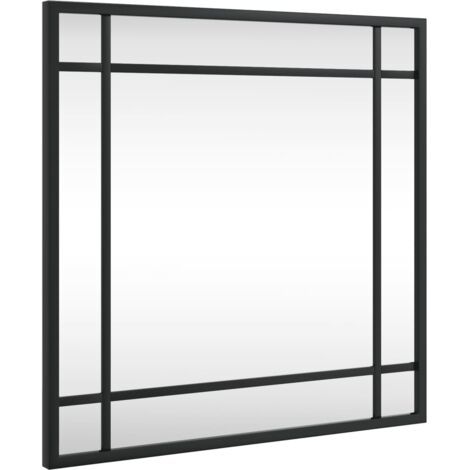 Specchio da Parete Nero 40x40 cm Quadrato in Ferro