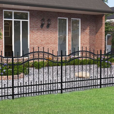 vidaXL Recinzione da giardino con punta a lancia nera 240x100 cm in acciaio verniciato a polvere
