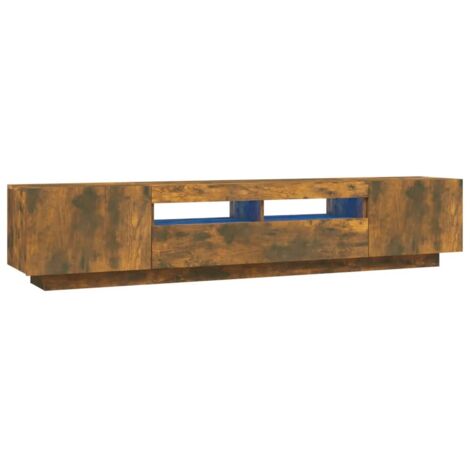vidaXL Set Mobili TV 2pz con Luci LED Rovere Fumo in Legno Multistrato