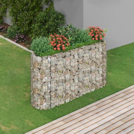 vidaXL Gabbione con Letto Rialzato in Acciaio Zincato 190x50x100