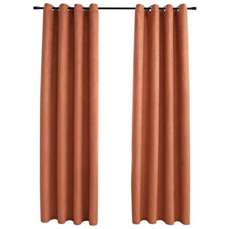 vidaXL Tende Oscuranti con Anelli in Metallo 2 pz Ruggine 140x225 cm