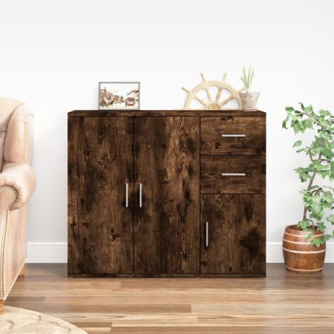 vidaXL Credenza Rovere Fumo 91x29,5x75 cm in Legno Multistrato