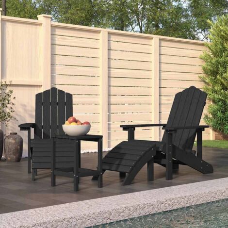 Sedie Giardino Poggiapiedi e Tavolo Adirondack HDPE Antracite vidaXL