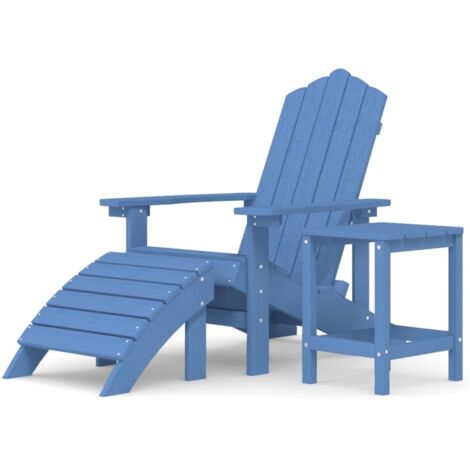 Sedia Giardino Poggiapiedi e Tavolo Adirondack HDPE Blu Acqua vidaXL