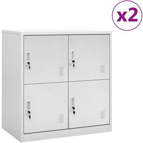 vidaXL Armadietti con Chiave 2 pz Grigio Chiaro 90x45x92,5 cm Acciaio