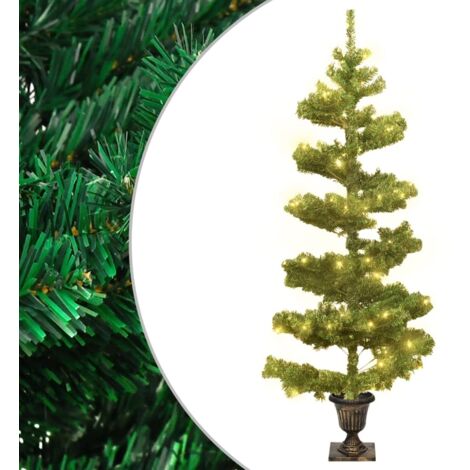 Albero di Natale a Spirale con Vaso e LED Verde 120 cm PVC