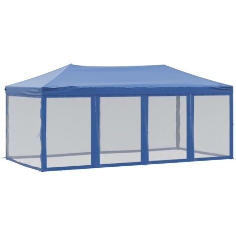 vidaXL Tenda per Feste Pieghevole con Pareti Laterali Blu 3x6 m