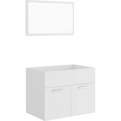 vidaXL Set Mobili da Bagno 2 pz Bianco in Legno Multistrato