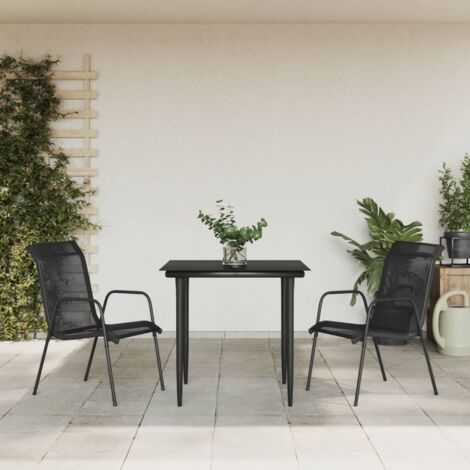 Furniture Limited - Set da Pranzo da Giardino 3 pz Nero in