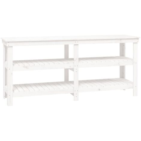 vidaXL Banco da Lavoro Bianco 181x50x80 cm in Legno Massello di Pino