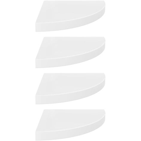 323909 vidaXL Floating Corner Shelves 4 pcs High Gloss White 35x35x3,8 cm MDF