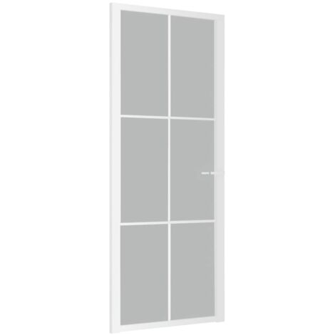 vidaXL Porta Interna 83x201,5 cm Bianco Opaco Vetro e Alluminio