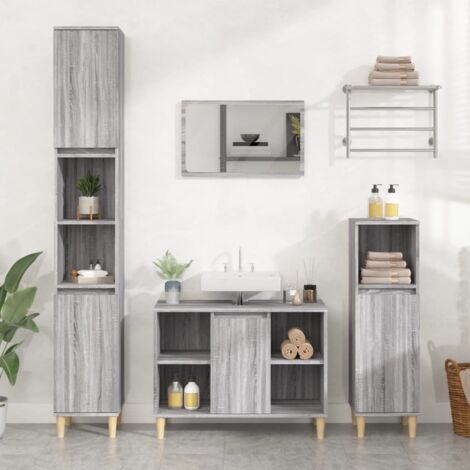 vidaXL Mobile Lavabo Grigio Sonoma 80x33x60 cm in Legno Multistrato