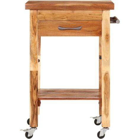 Carrello da Cucina 55x55x89 cm in Legno Massello di Acacia