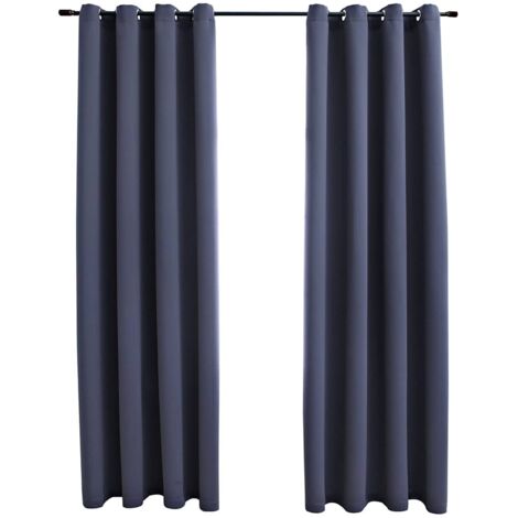 vidaXL Tende Oscuranti con Anelli in Metallo 2 pz Antracite 140x225 cm