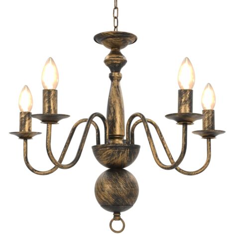 vidaXL Candelabro Stile Anticato Nero 5 Lampadine E14