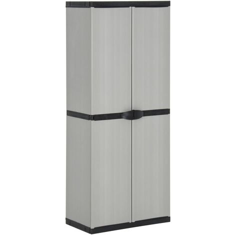 vidaXL Armadietto da Giardino con 3 Ripiani Grigio e Nero 68x40x168 cm