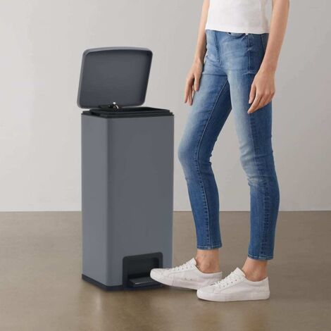 vidaXL Pattumiera a Pedale Anti-Impronte 30 L Grigia in Acciaio Inox (1/5)