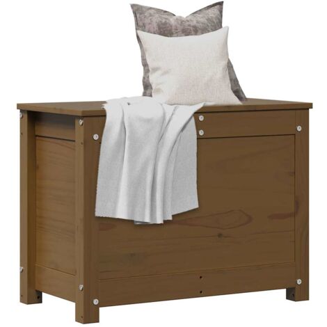 vidaXL Contenitore Portaoggetti Ambra 60x32x45,5cm Legno Massello Pino