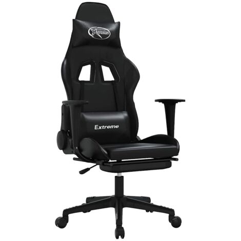 Sedia da Gaming con Massaggio e Poggiapiedi Nera in Similpelle vidaXL