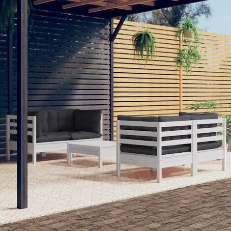vidaXL Set Divani da Giardino 5 pz con Cuscini Antracite Legno di (1/5)