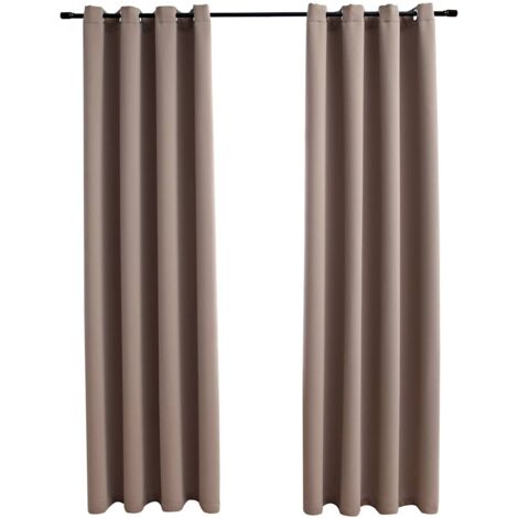 vidaXL Tende Oscuranti con Anelli Metallo 2pz Grigio Talpa 140x175 cm