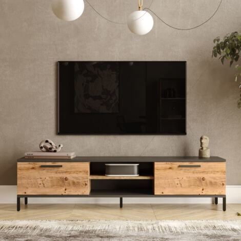 Mobile TV Baroni Home 160x35x40 Cm - Con 2 Sportelli E 2 Ripiani, MDF Bianco - Foto 8