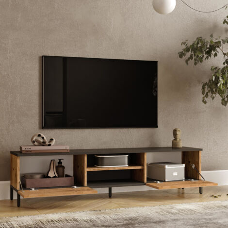 VidaXL Mobile TV In Legno Massello Mango, 118x30x40 Cm, Con 2 Cassetti E Armadio, Stile Rustico