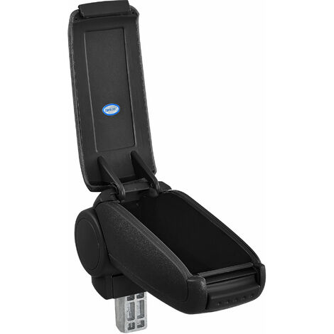Bracciolo Centrale Auto In Pelle Per Honda Fit/Jazz 2008-2013 - Nero Con Portabevande E Vano Portaoggetti