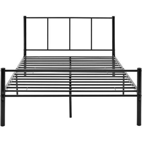 MATTUI Struttura letto in metallo con testiera e pediera, 120 x 190 cm,  colore: nero : : Casa e cucina