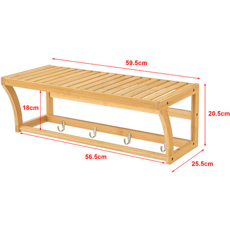 Scaffale Da Parete In Bambù 2 Ripiani Con Barra Asciugamani - Per Bagno E Cucina, Naturale - Foto 11