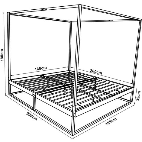 Letto matrimoniale a baldacchino metallo bianco 180 x 200 cm LESTARDS