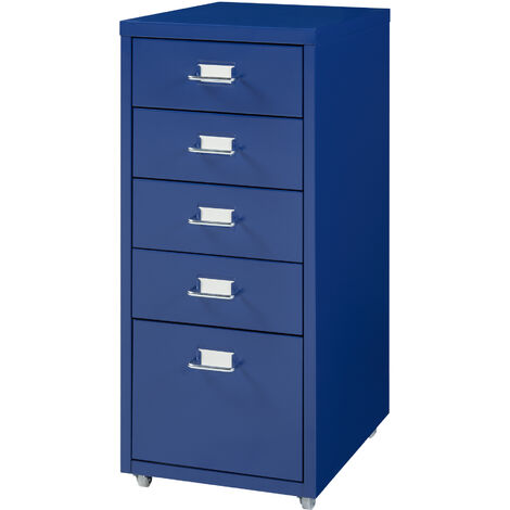 Beliani Cassettiera In Metallo 4 Cassetti – Stile Industriale, Blu Marino, 80x40x102 Cm – Per Ufficio O Casa, Chiusura Ammortizzata