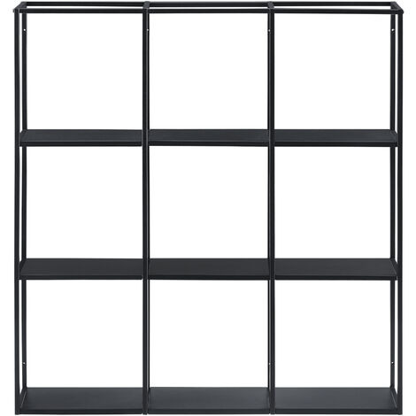 Scaffale da Parete (LxPxA) 100x18x110 cm Libreria Pensile con Ripiani su 3  Livelli Struttura in Ferro Mensola da Muro con 9 Scomparti di Forma  Rettangolare - Nero