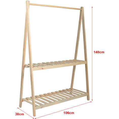 Stand Appendiabiti 'Ledøje' 148 x 106 x 38 cm Organizzatore Guardaroba con  Barra Porta Abiti e