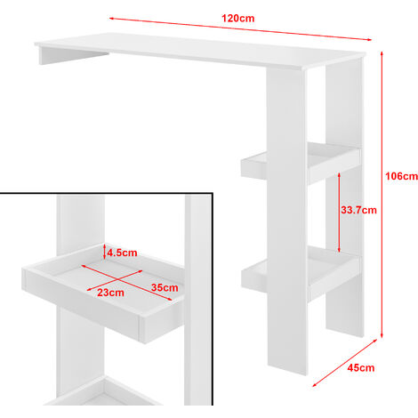 Bancone da Muro Tavolo Alto da Bar per la Casa 120 x 45 x 106 cm