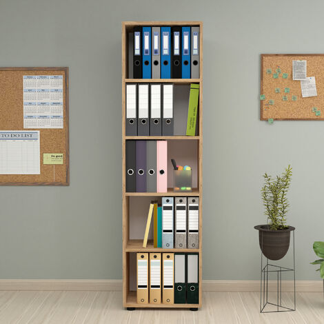 Homgoday Libreria Rovere Artigianale 82,5x30,5x80 cm Legno Multistrato, Arredo Armadietto Libreria Vetrina, Libreria Verticale Salvaspazio Libreria Scaffale, Libreria da Terra per Soggiorno Ufficio
