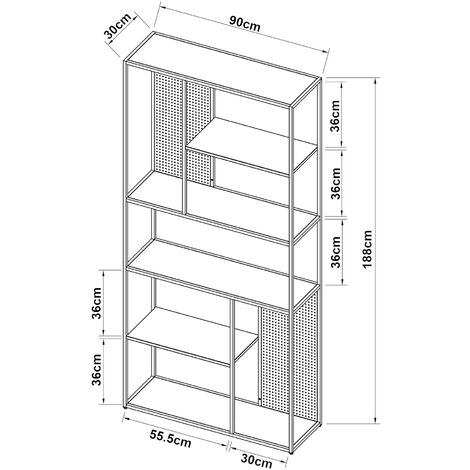 Scaffale da Terra Vehmaa in Acciaio 188 x 90 x 30 cm Nero opaco