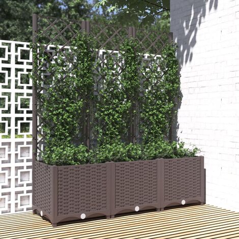 vidaXL Fioriera da giardino con traliccio marrone 120x40x136 cm PP