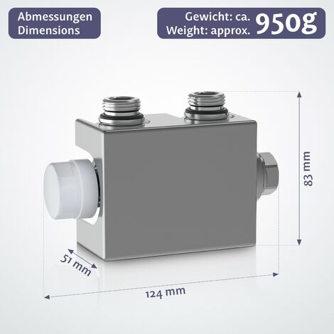 Valvola Termostatica per Termosifoni - Set Multiblock a H, 1/2, Montaggio  Verticale/Orizzontale, PEX Raccordi, Cromato 