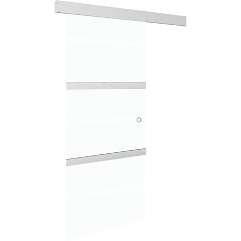 Porta Scorrevole in Vetro ESG e Alluminio 90x205 cm Argento