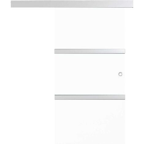 Porta Scorrevole in Vetro ESG e Alluminio 90x205 cm Argento