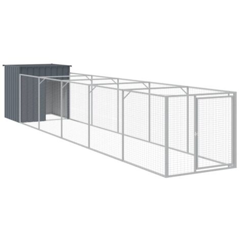 Casetta Cani con Corsa Antracite 110x609x110 cm Acciaio Zincato vidaXL