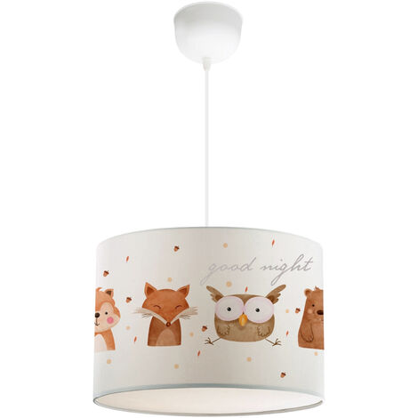 Lux.pro Lampada A Sospensione Per Cameretta Rugby – Lampadario Soffitto Con Paralume A Trama Orsetto, Bianco, Altezza 70cm, E27 (Lampadina Esclusa)