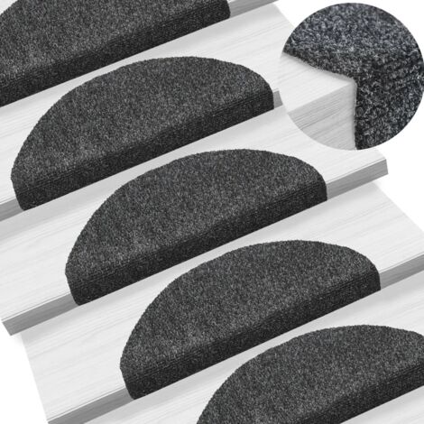 vidaXL Tappetini per scale autoadesivi 10 pz 65x21x4 cm Grigio scuro Semicircolari Grandi